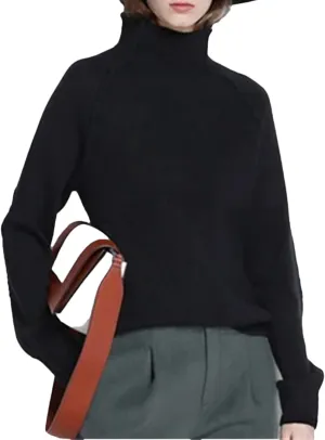 Adhdyuud Women Thickened Turtleneck Pullover Sweater Winter Loose Knitted Wool Oversized Sweater Shirt