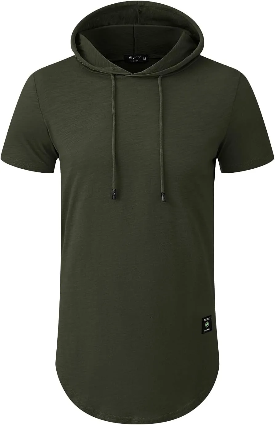 Aiyino Men's Short Sleeve Athletic Hoodies Sport Sweatshirt Solid Color Fashion Pullover
