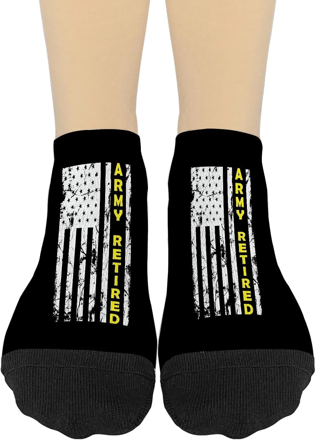 Armyy Retired No Show Socks Womens Veterans Day Athletic Socks Womens Crew Length Socks Fashionable Sock