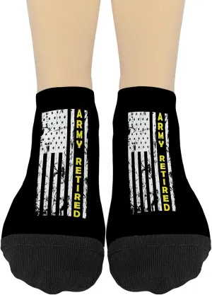 Armyy Retired No Show Socks Womens Veterans Day Athletic Socks Womens Crew Length Socks Fashionable Sock
