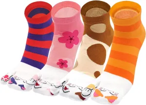 Artfasion Women Flip Flop Socks - Tabi Ankle Sock Colorful Two Toe Finger Running Socks for Womens Girls