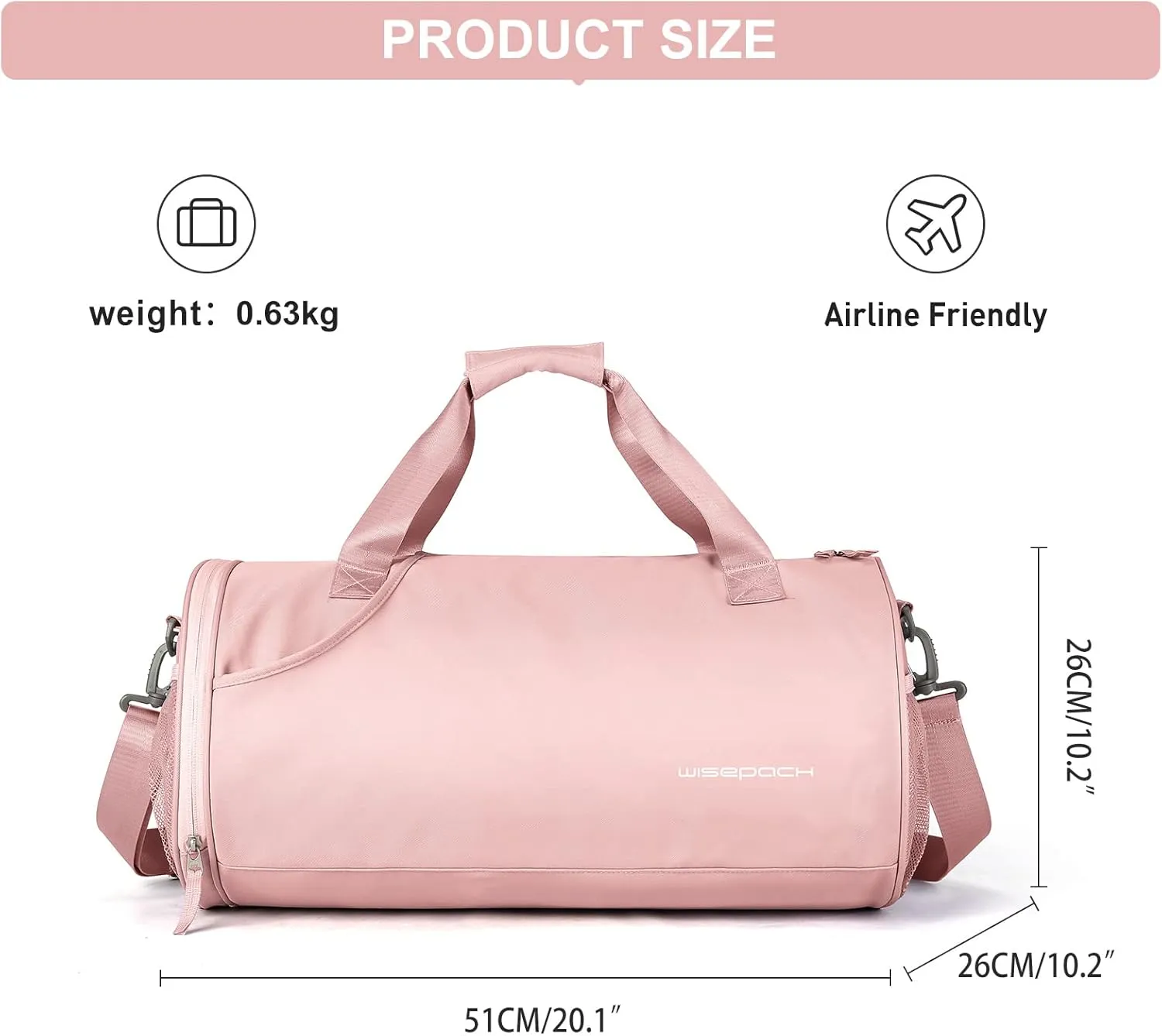 Bag for Women Fashion Simple Duffle Bag Women Small Duffle Bag for Men Travel Bag Sport Bag Weekender Bags for Women Swim Bag Workout Bag with Wet Pocket and Shoes Compartment Purple