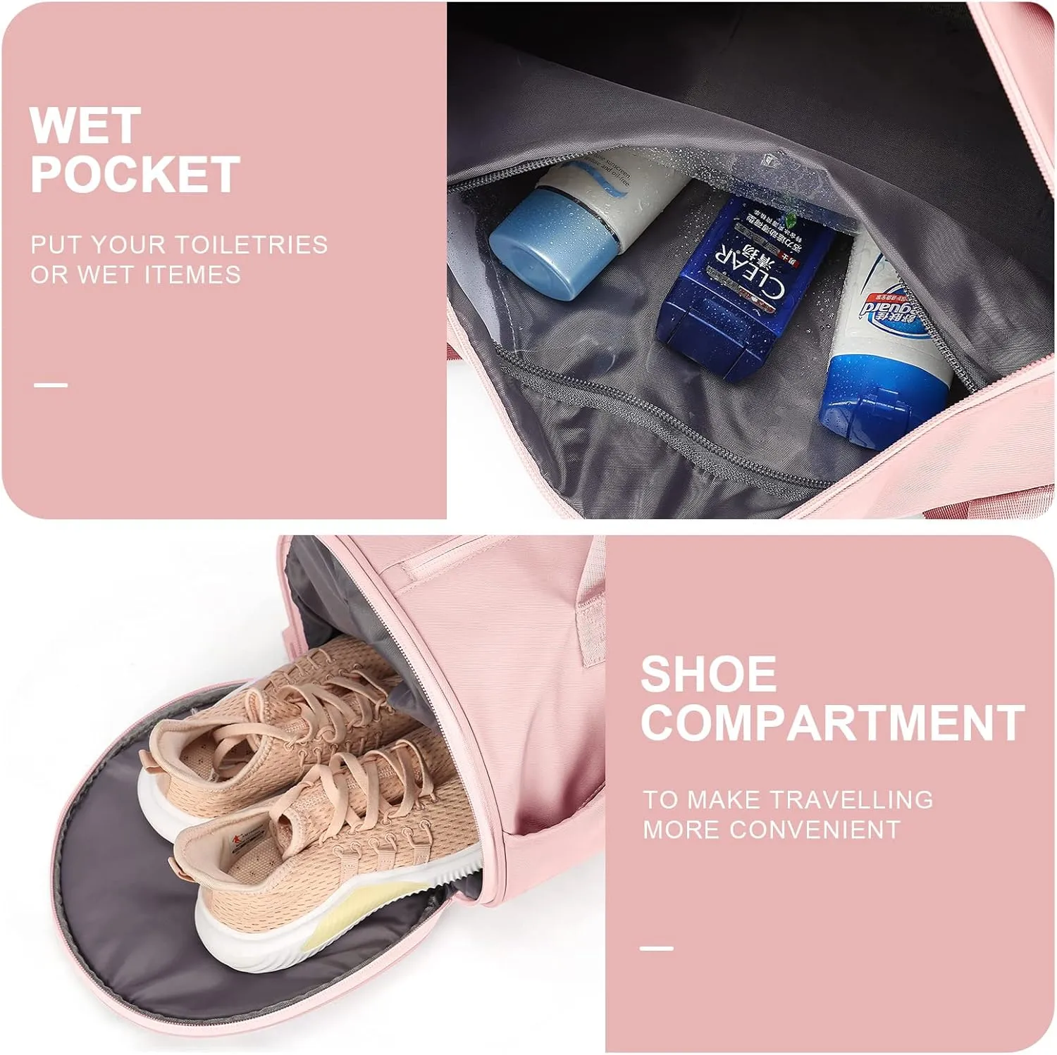 Bag for Women Fashion Simple Duffle Bag Women Small Duffle Bag for Men Travel Bag Sport Bag Weekender Bags for Women Swim Bag Workout Bag with Wet Pocket and Shoes Compartment Purple