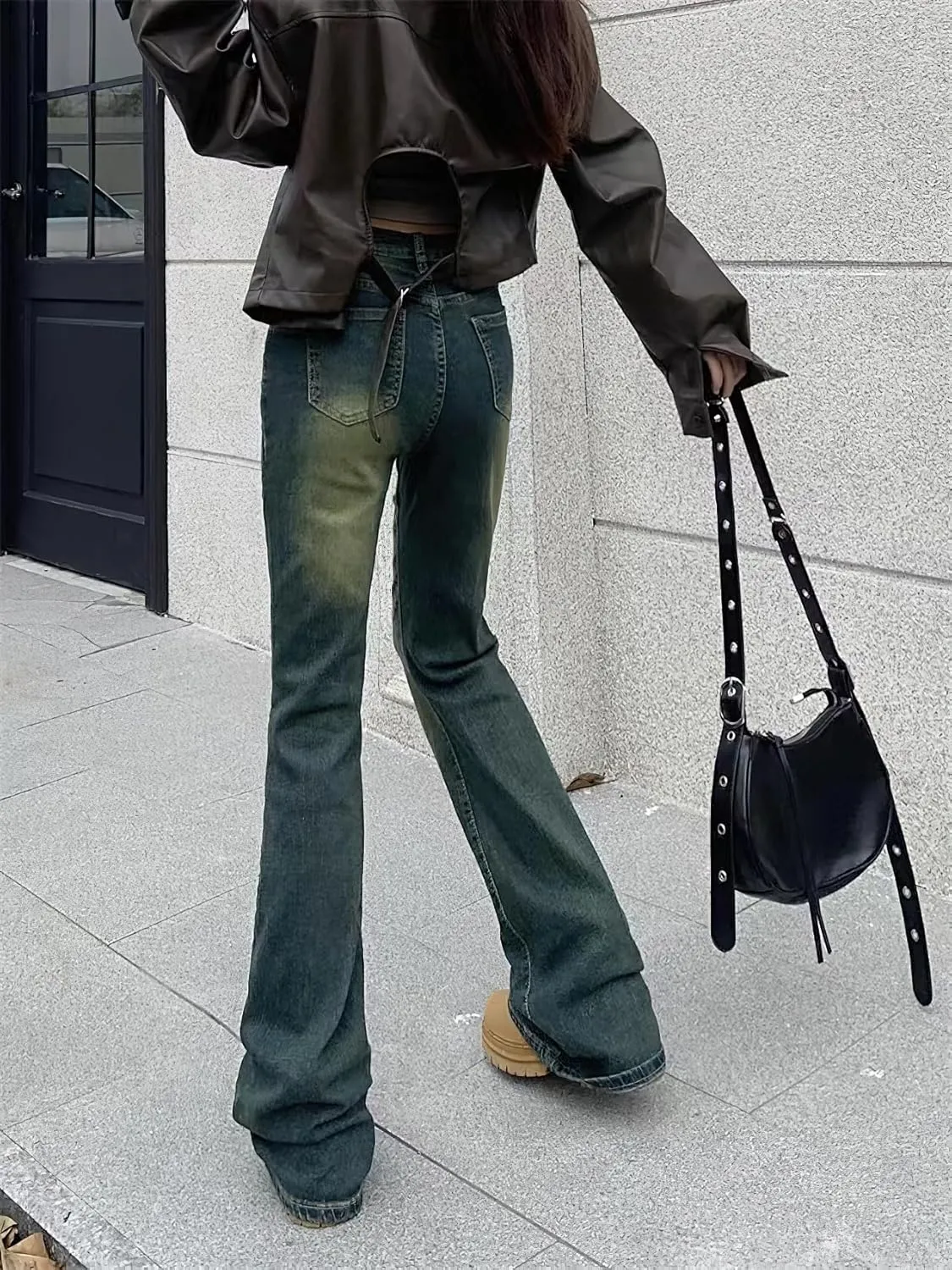 Bell Bottom Pants for Women Tall Stretch Skinny Fit Flare Jeans Vintage 90s Low Rise Jeans Y2K Slim Fit Bellbottoms