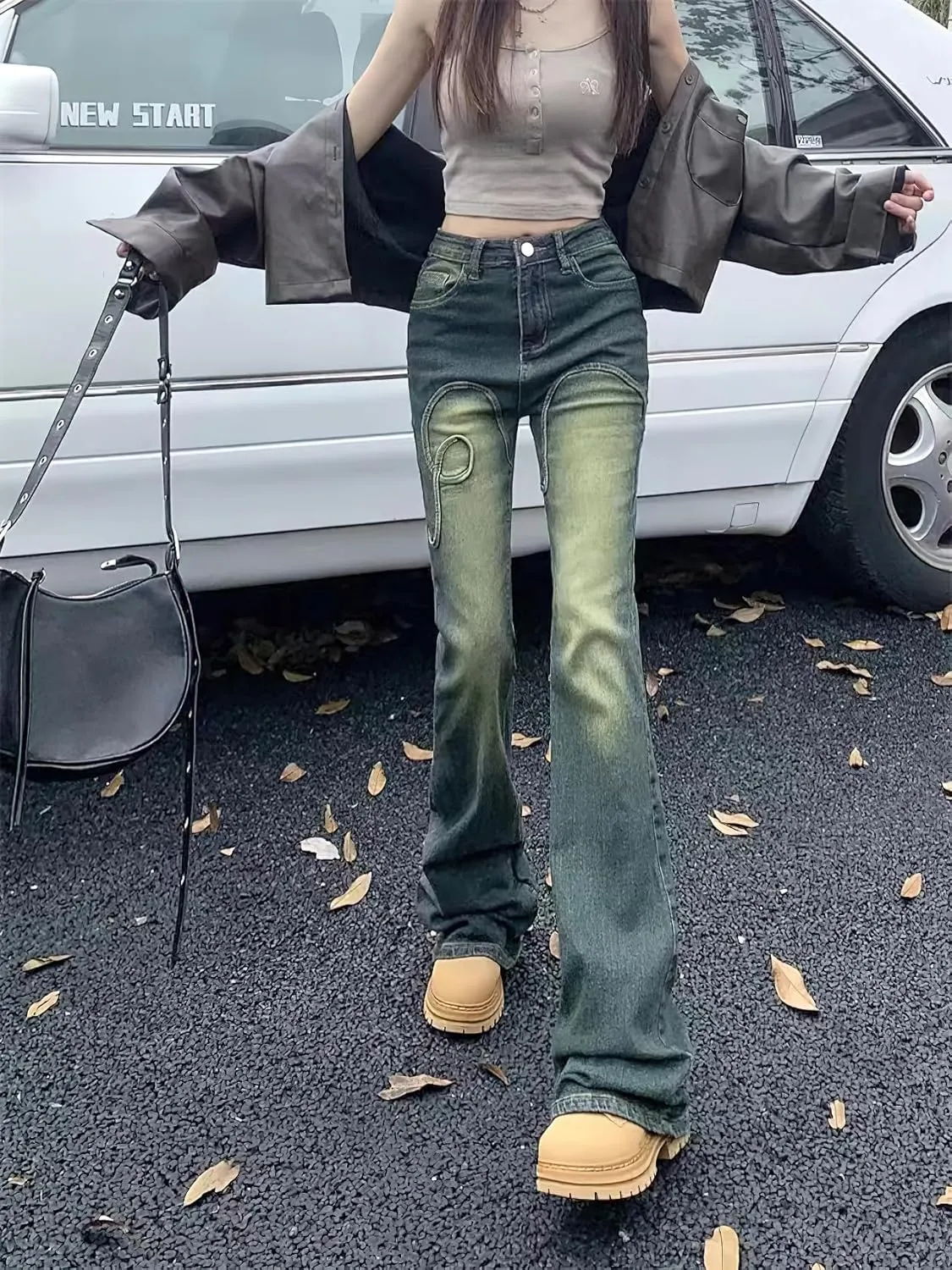 Bell Bottom Pants for Women Tall Stretch Skinny Fit Flare Jeans Vintage 90s Low Rise Jeans Y2K Slim Fit Bellbottoms