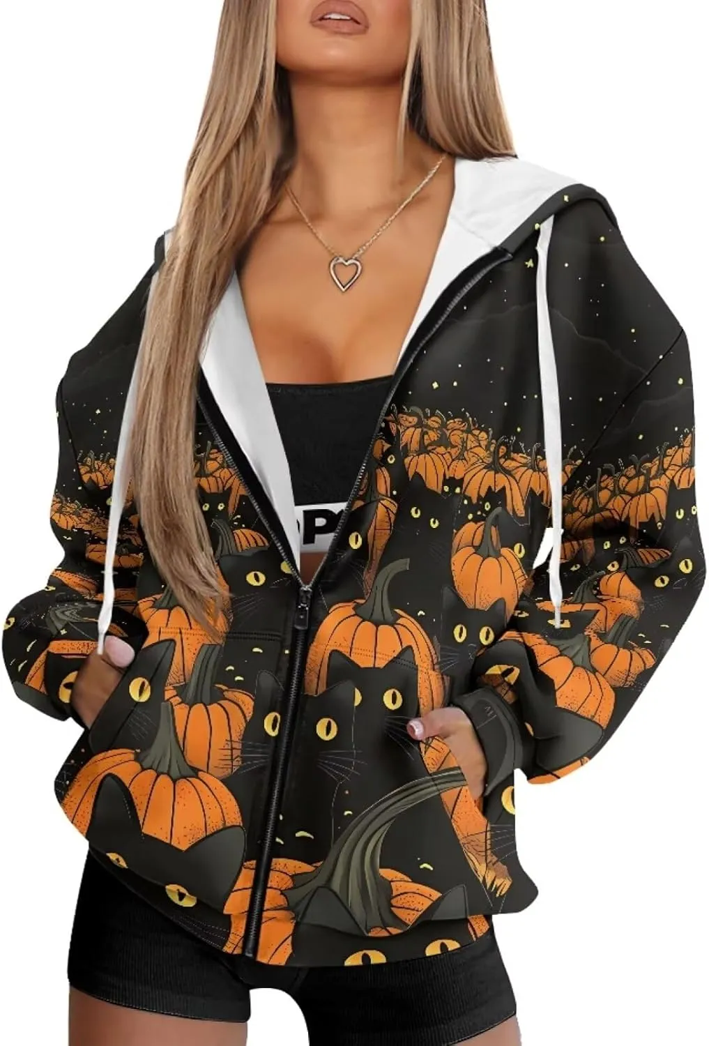 Binienty Hoodie Zip Up Women Oversized Sweatshirts Lightweight Casual Jacket Y2K Clothes Drawstring Hoody Streetwear