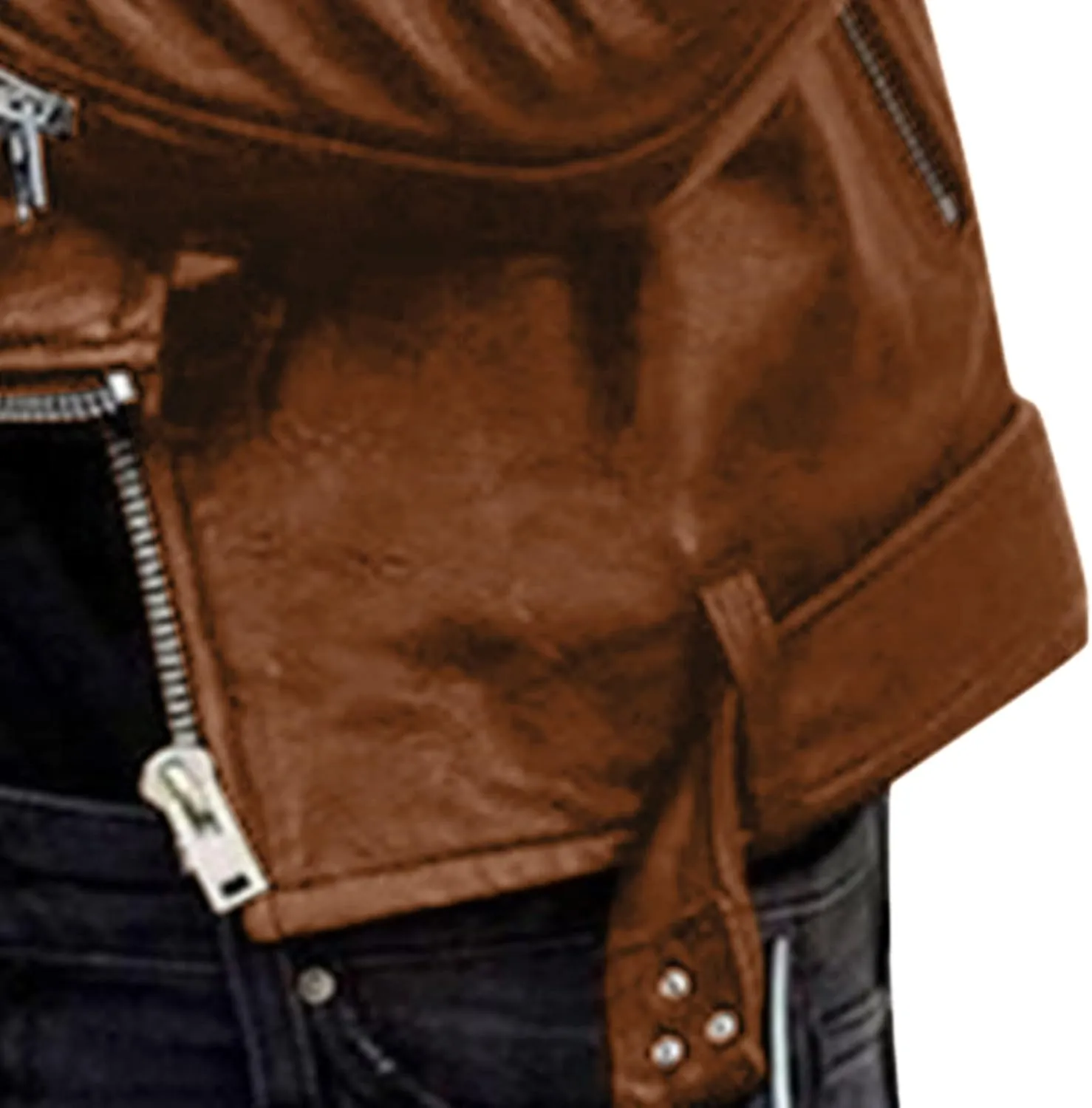 BOXIACEY Women's Cool Faux Leather Jacket Casual Fall Long Sleeve Short Jacket Outerwear Zipper Fitted Coat