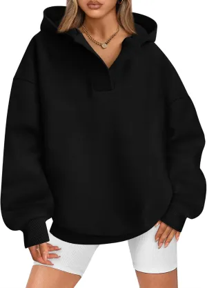 BTFBM Women's Oversized Hoodies Casual Fleece Long Sleeve V Neck Sweatshirts 2025 Trendy Spring Outfits Fall Clothes