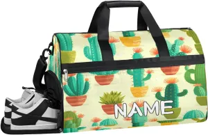 Cactus Summer Pattern Sports Gym Bag with Wet Pocket & Shoes Compartment Travel Duffel Bag for Women Men Custom Sports Gym Bag Personalized Overnight Stay Weekend Tote Beach Luggage