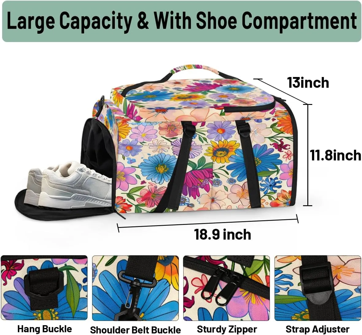 Colorful Boho Floral Travel Backpack Carry On Flight Approved for Men Women, Lightweight Large Luggage Weekender Casual Daypack Backpacks for Traveling Airplane