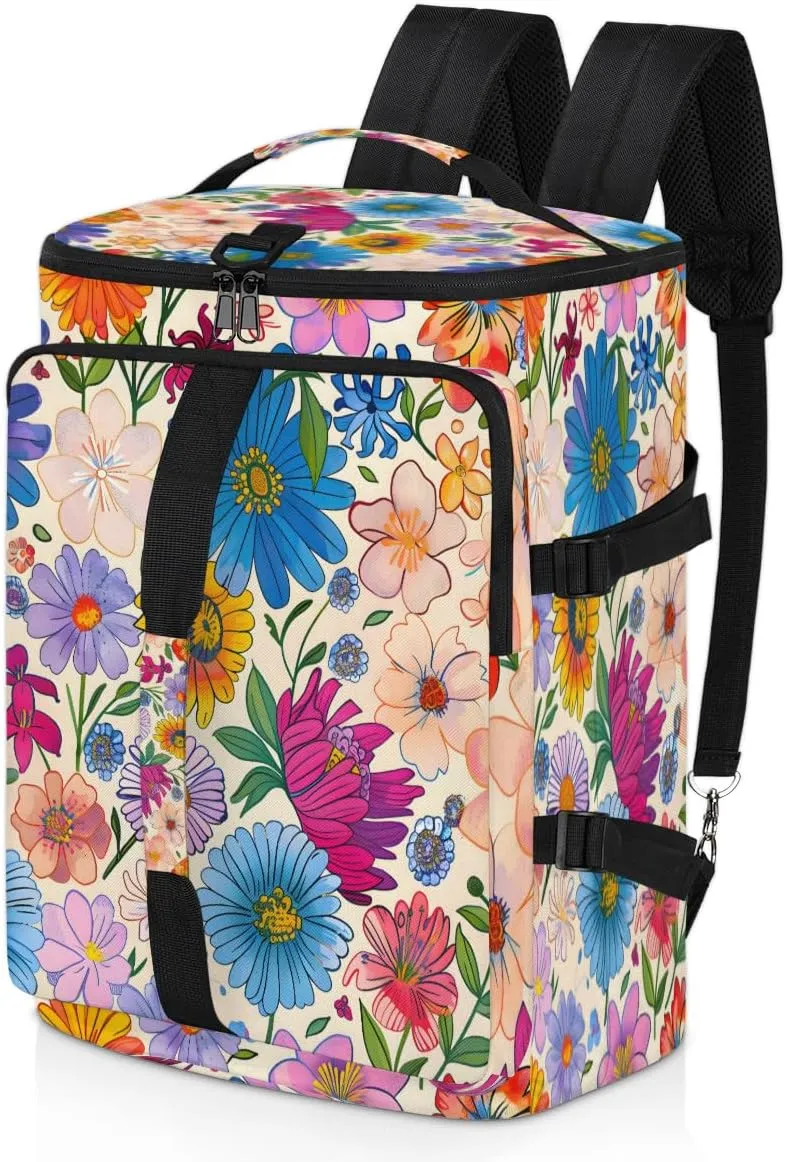 Colorful Boho Floral Travel Backpack Carry On Flight Approved for Men Women, Lightweight Large Luggage Weekender Casual Daypack Backpacks for Traveling Airplane