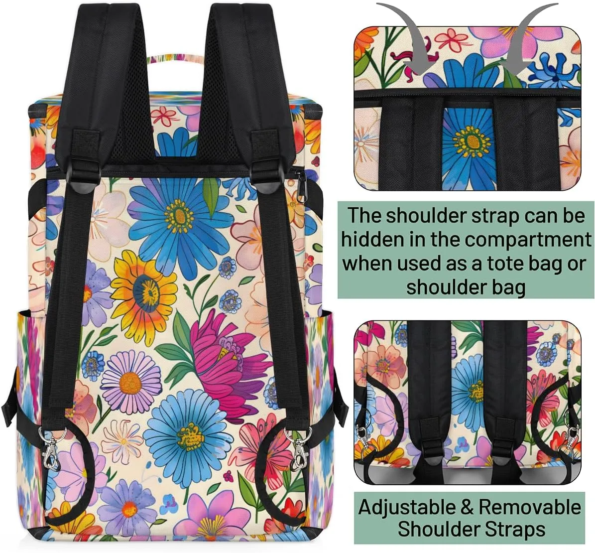 Colorful Boho Floral Travel Backpack Carry On Flight Approved for Men Women, Lightweight Large Luggage Weekender Casual Daypack Backpacks for Traveling Airplane