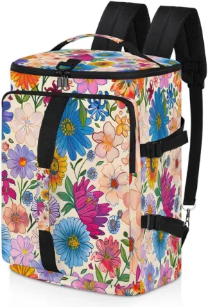 Colorful Boho Floral Travel Backpack Carry On Flight Approved for Men Women, Lightweight Large Luggage Weekender Casual Daypack Backpacks for Traveling Airplane