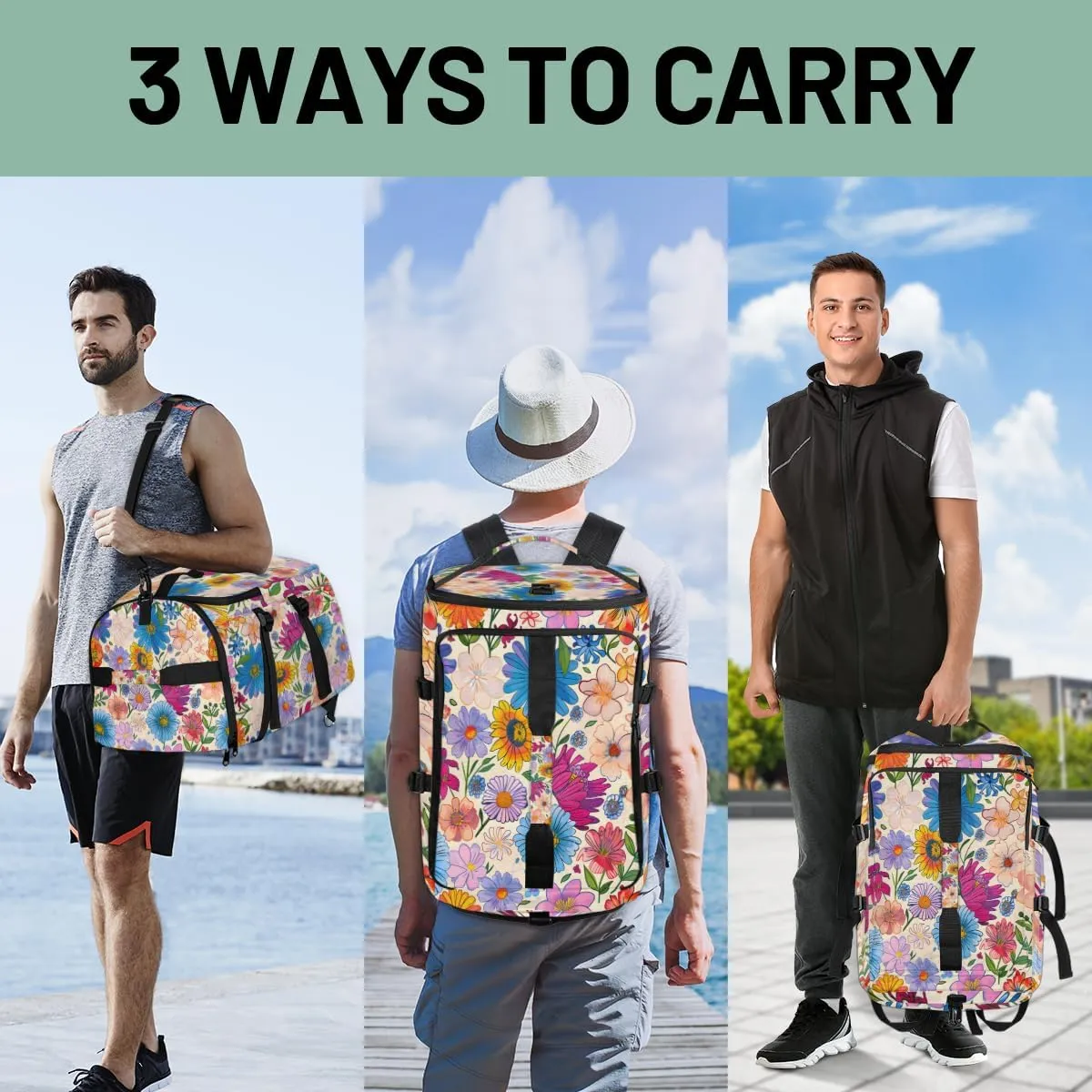 Colorful Boho Floral Travel Backpack Carry On Flight Approved for Men Women, Lightweight Large Luggage Weekender Casual Daypack Backpacks for Traveling Airplane