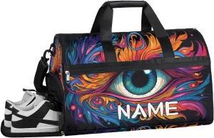 Colorful Eye Pattern Sports Gym Bag with Wet Pocket & Shoes Compartment Travel Duffel Bag for Women Men Custom Sports Gym Bag Personalized Overnight Stay Weekend Tote Beach Luggage