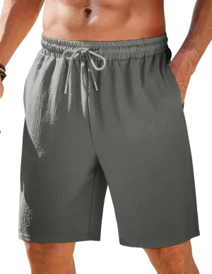 COOFANDY Mens Casual Shorts Elastic Waist Drawstring Textured Summer Beach Short