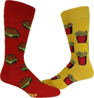 Crazy Dog T-Shirts Men's Burger And Fries Socks Funny Junk Food Backyard Cookout Vintage Novelty Footwear