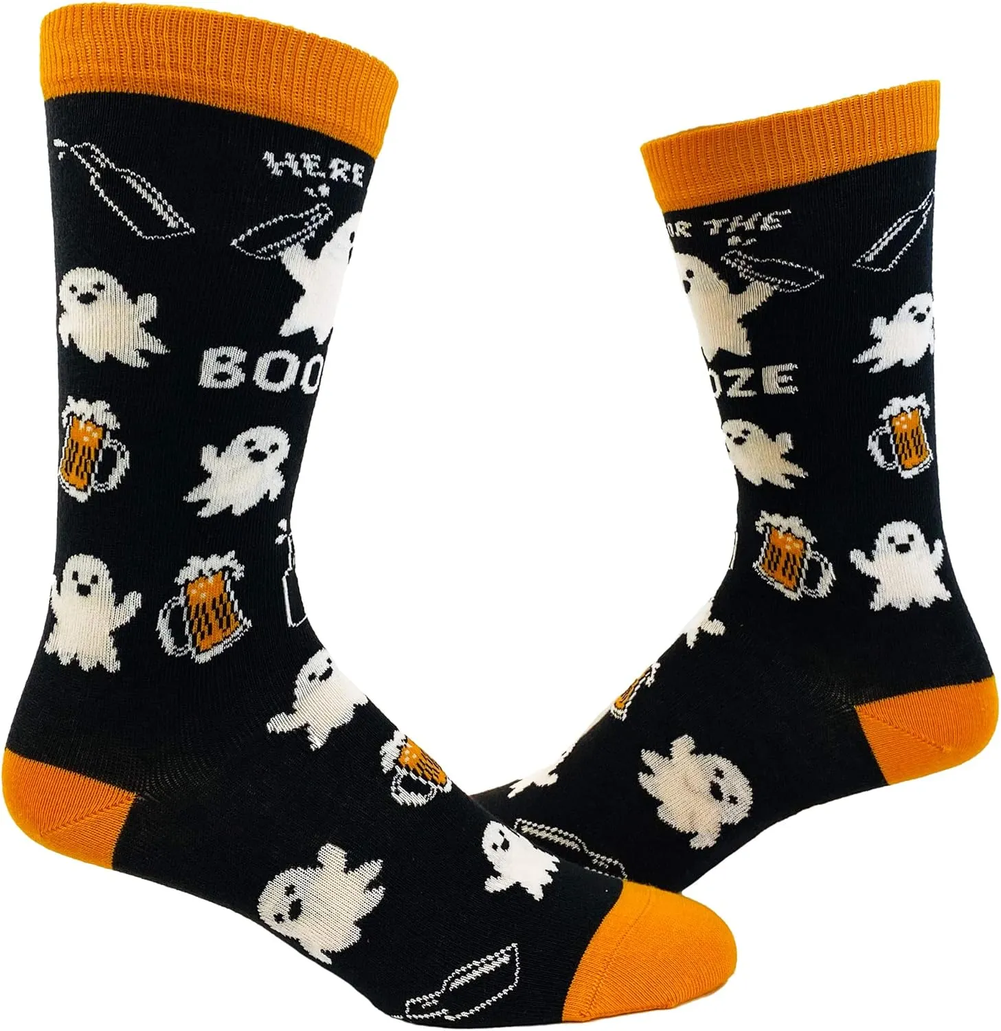 Crazy Dog T-Shirts Women's Here For The Booze Socks Funny Ghost Halloween Party Graphic Novelty Footwear