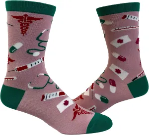 Crazy Dog T-Shirts Women's Nurse Socks Cute Funny Hospital Worker Essential Graphic Novelty Footwear