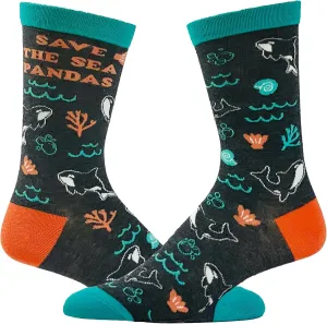 Crazy Dog T-Shirts Women's Save The Sea Pandas Socks Funny Orca Save The Whales Killer Whale Novelty Footwear