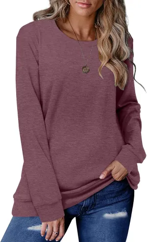 CRAZY GRID Womens Trendy Long Sleeve Shirts Casual Loose Soft Sweatshirt Fall Tops