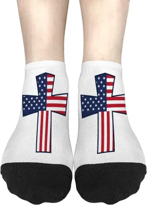 Crazy Sock For Women No Show Socks Womens, American Flag Brush Cross Sock, Gag Gifts Funny Adult