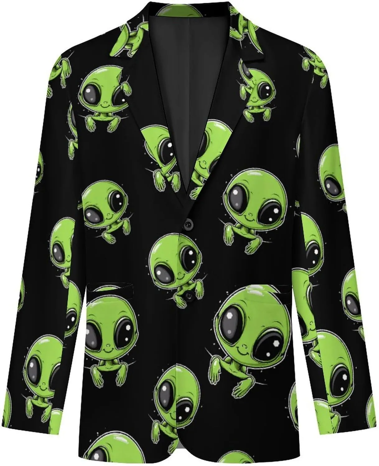 Cute Alien Men's Blazers Jacket Slim Fit Business Sport Coat Two Buttons Casual Suit Jacket for Work Party