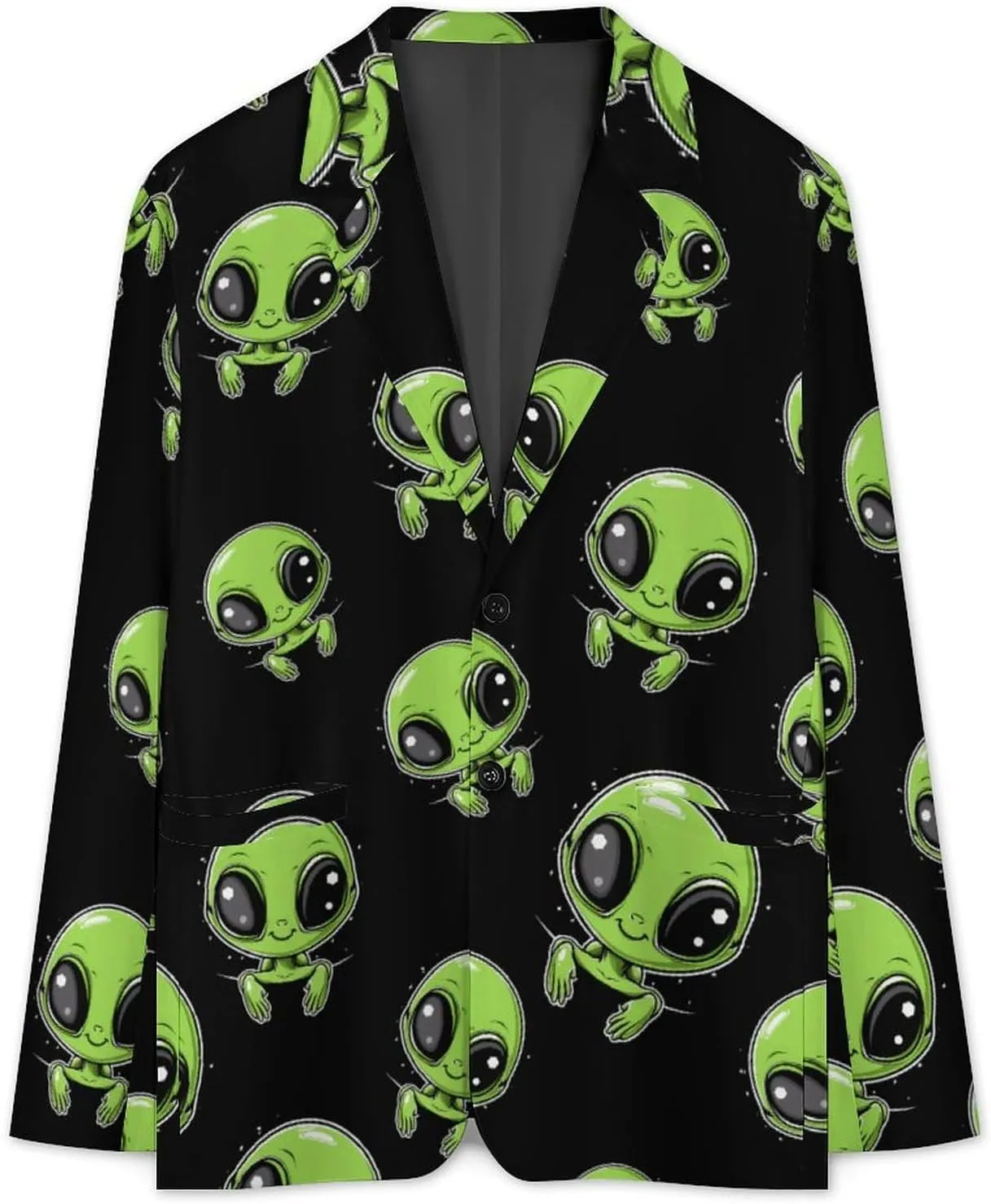 Cute Alien Men's Blazers Jacket Slim Fit Business Sport Coat Two Buttons Casual Suit Jacket for Work Party