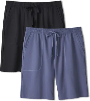 DAVID ARCHY Mens Pajama Shorts Sleep Pants Quick Dry Lounge Soft Comfy Lightweight Waffle Pj Bottoms Shorts for Men 2 Pack