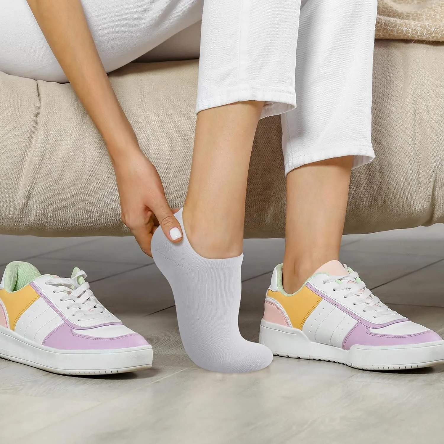deefly Invisible Liner Socks - Anti-Slip Low Cut No Show Socks Women Casual and Athletic Flat Boat Line 6 Pairs