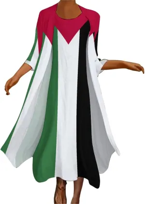 Dress Suit Skirts for Womens Summer Top Palestine Flag Casual V Neck Shift Dress XL
