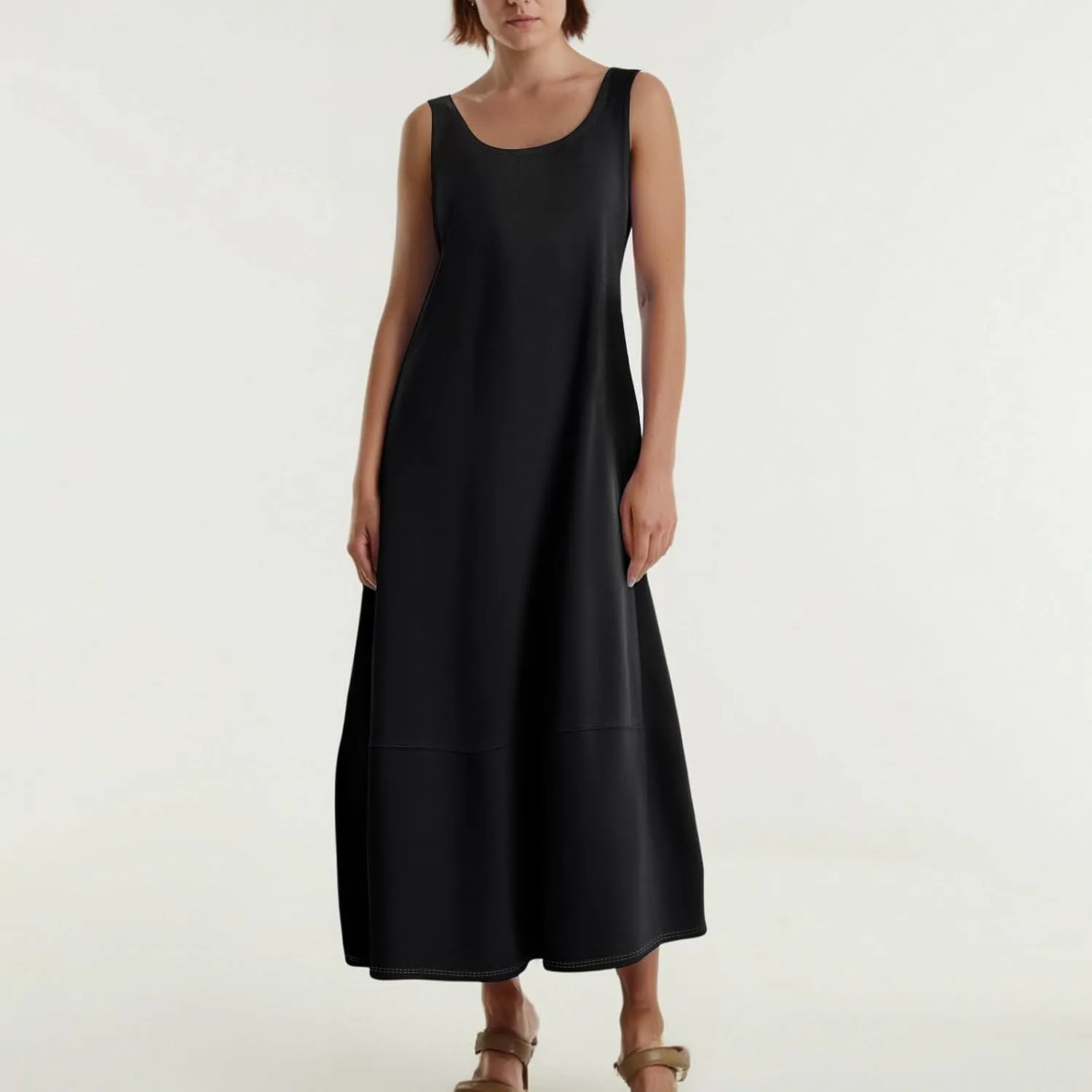 Dresses for Women 2025 Summer Casual Maxi Dress Scoop Neck Sleeveless Sundress Loose Flowy Beach Vacation Tank Dress