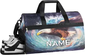 Eagle Ocean Animal Sports Gym Bag with Wet Pocket & Shoes Compartment Travel Duffel Bag for Women Men Custom Sports Gym Bag Personalized Overnight Stay Weekend Tote Beach Luggage