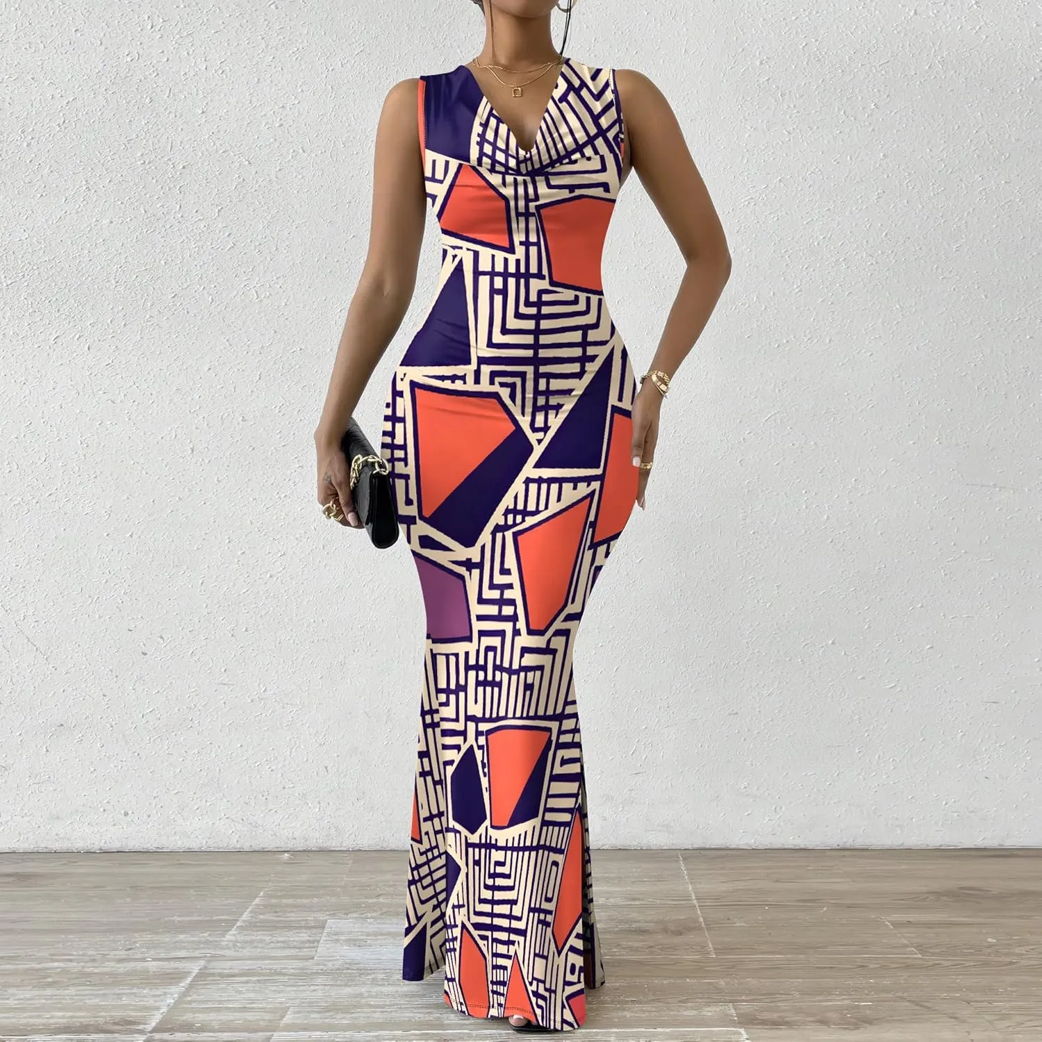 Elegant Dresses for Women Wedding Guest Sexy Mermaid Dress Sleeveless V-Neck Bodycon Party Evening Dresses XS-2XL