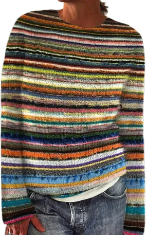 Fair Isle Sweater Women Plus Size Vintage Sweater Crewneck Long Sleeve Fair Isle Comfy Knited Pullover Sweater Tops
