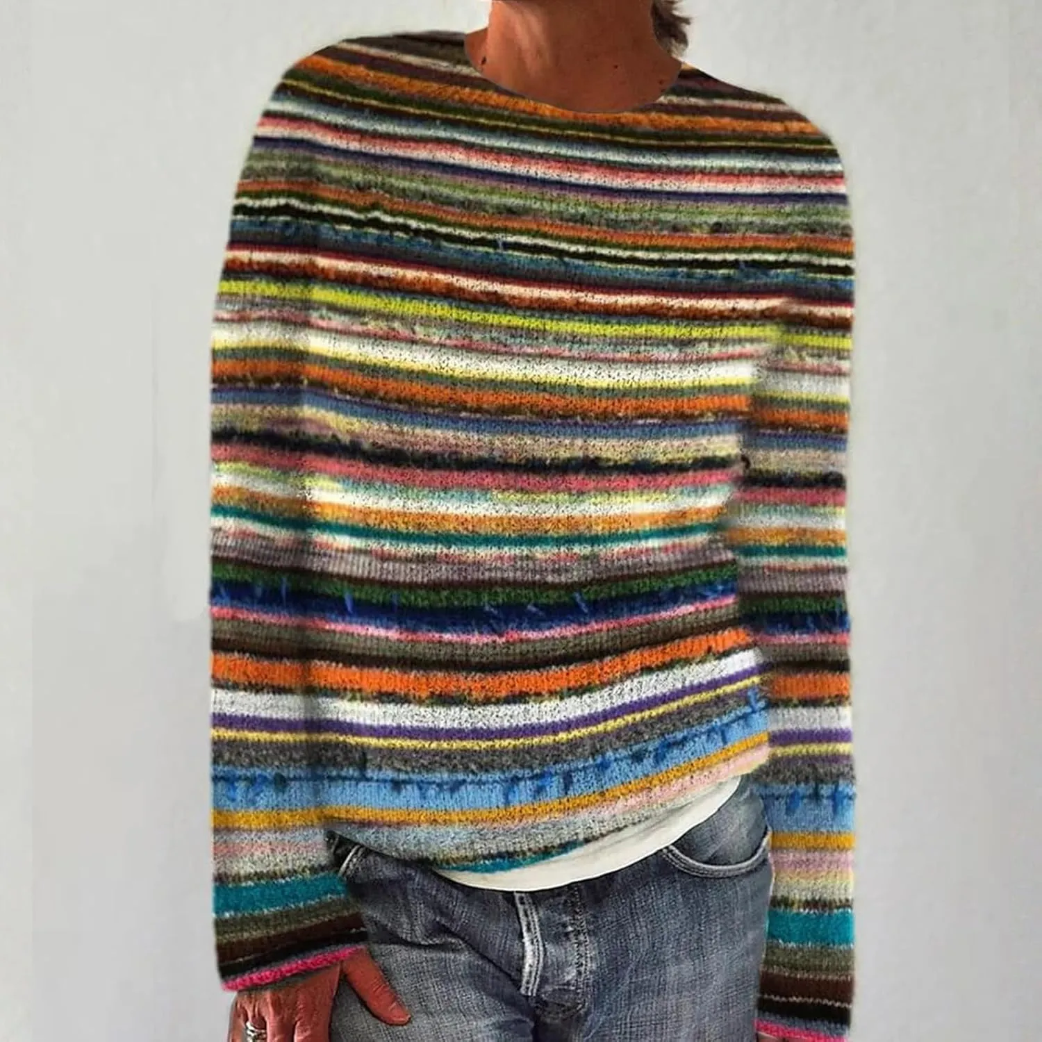 Fair Isle Sweater Women Plus Size Vintage Sweater Crewneck Long Sleeve Fair Isle Comfy Knited Pullover Sweater Tops