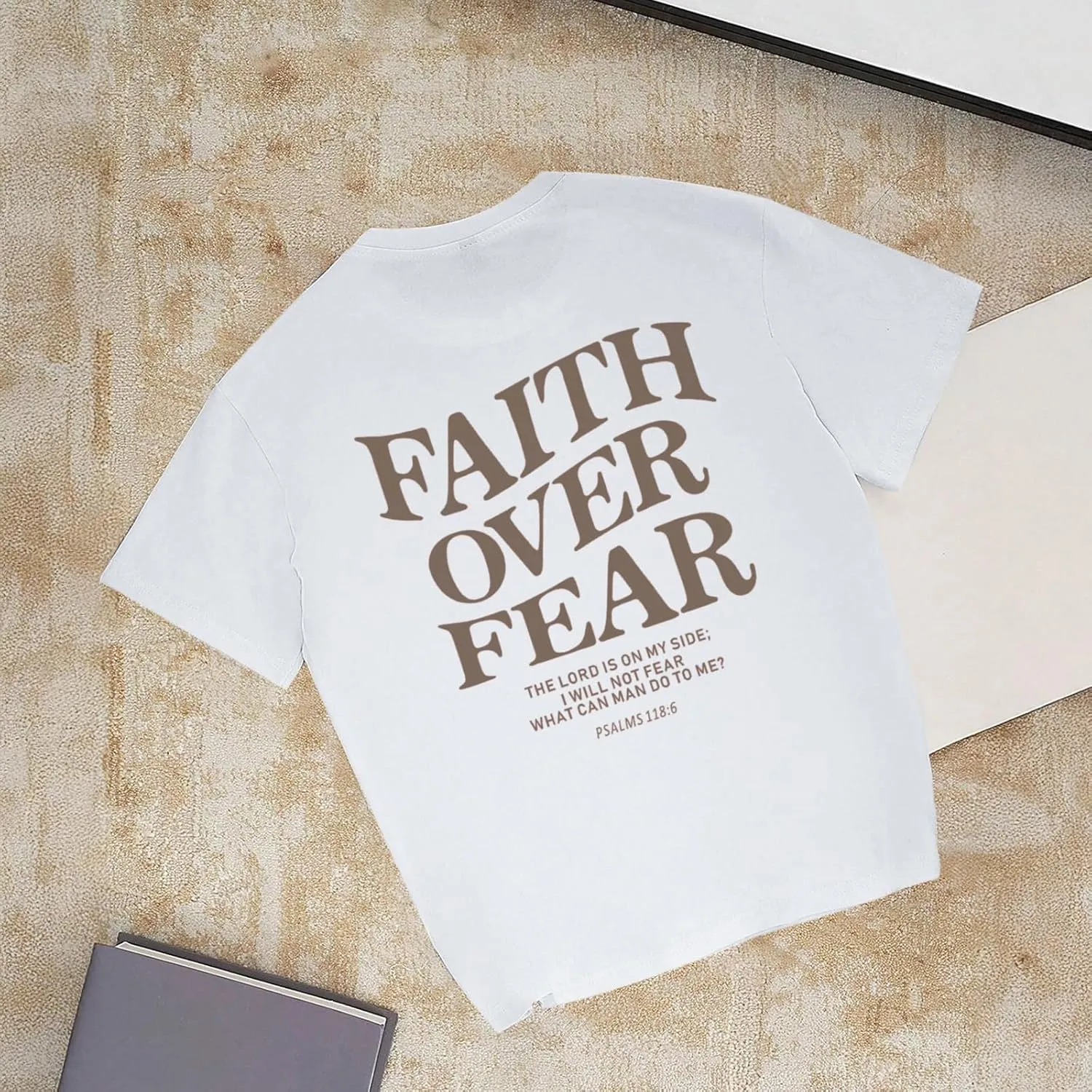 Faith Over Fear Shirt Christian Jesus Tshirts for Girls Religious Inspirational Tees Bible Verse Tops for Kids 3-12