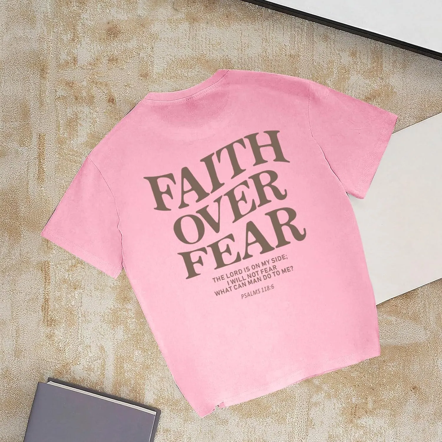 Faith Over Fear Shirt Christian Jesus Tshirts for Girls Religious Inspirational Tees Bible Verse Tops for Kids 3-12