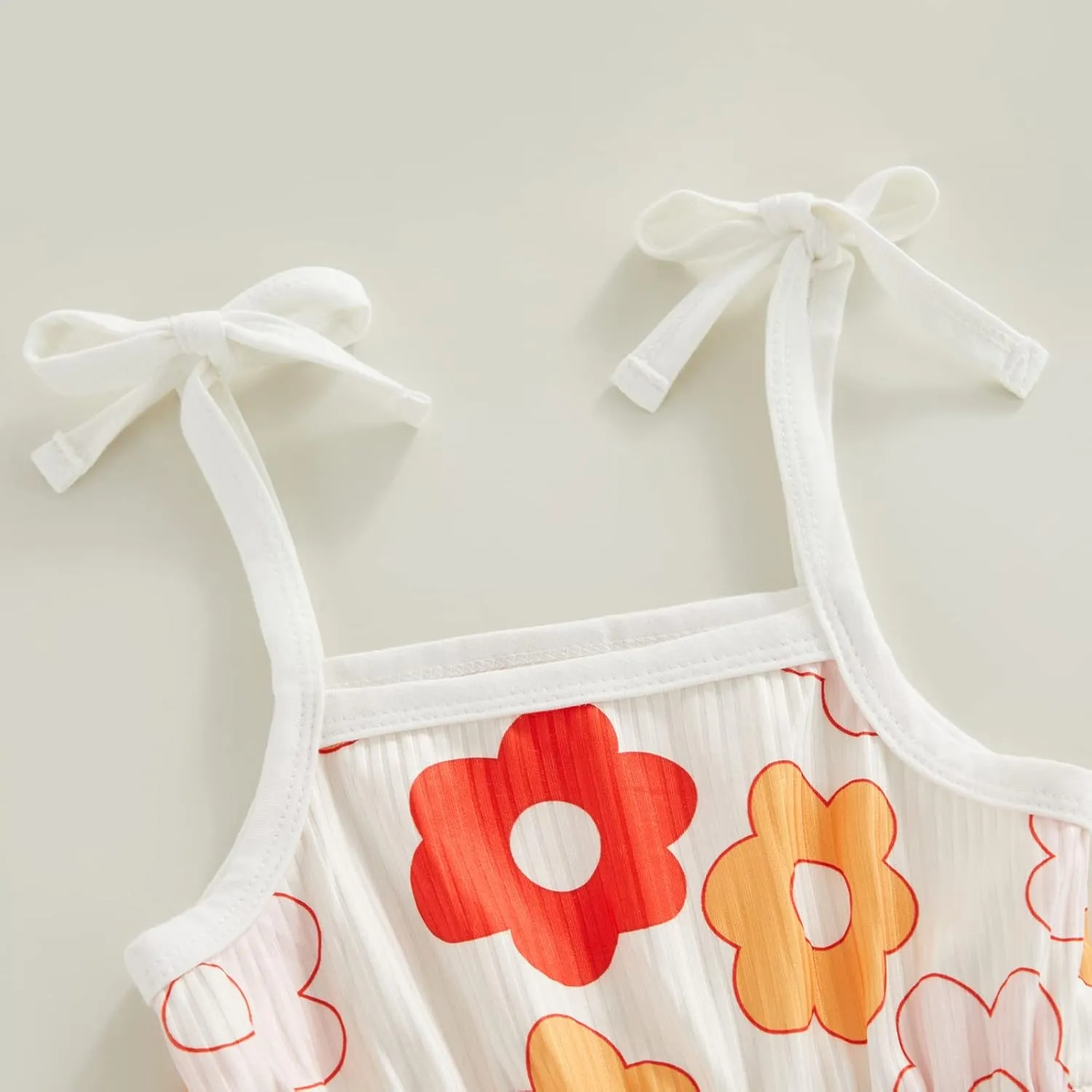 FOMOYUU Infant Newborn Baby Girl Ruffle Sleeveless Romper Summer Clothes Outfit with Cute Floral Print Jumpsuit