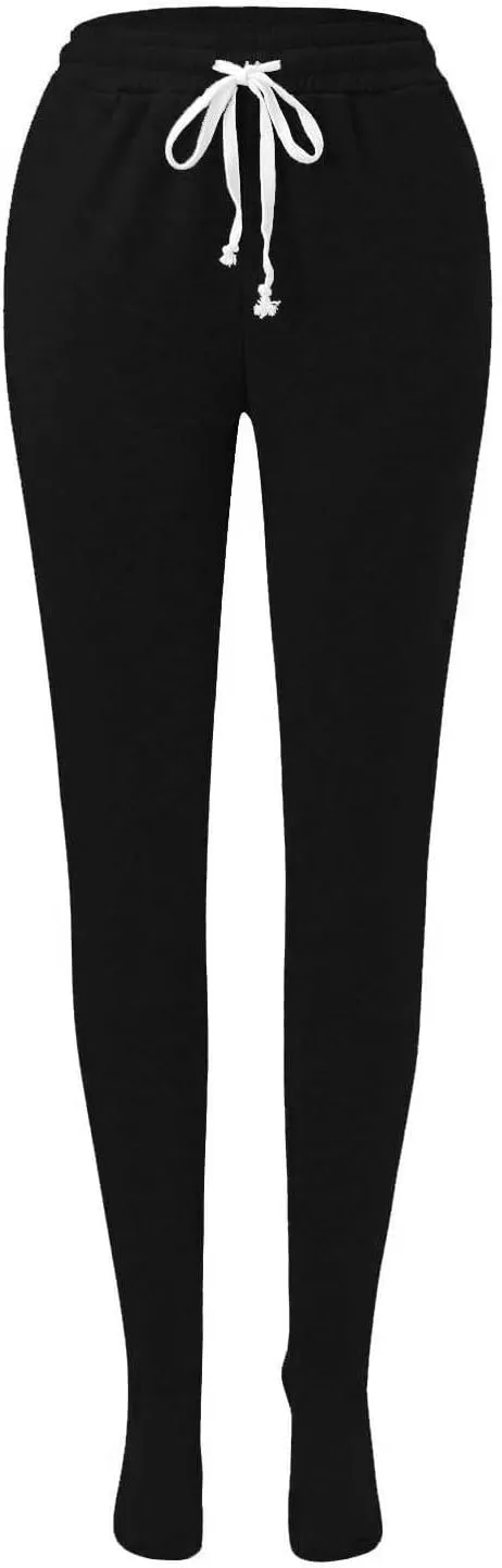 Footed Pajamas For Women Fleece Lined Drawstring Sweatpants With Feet Winter Warm Elastic Waist Sleepwear With Pockets