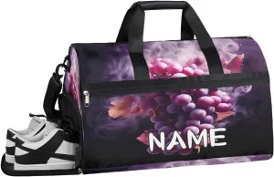 Fruit Grape Printing Sports Gym Bag with Wet Pocket & Shoes Compartment Travel Duffel Bag for Women Men Custom Sports Gym Bag Personalized Overnight Stay Weekend Tote Beach Luggage