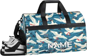 Funny Bird Ocean Summer Sports Gym Bag with Wet Pocket & Shoes Compartment Travel Duffel Bag for Women Men Custom Sports Gym Bag Personalized Overnight Stay Weekend Tote Beach Luggage