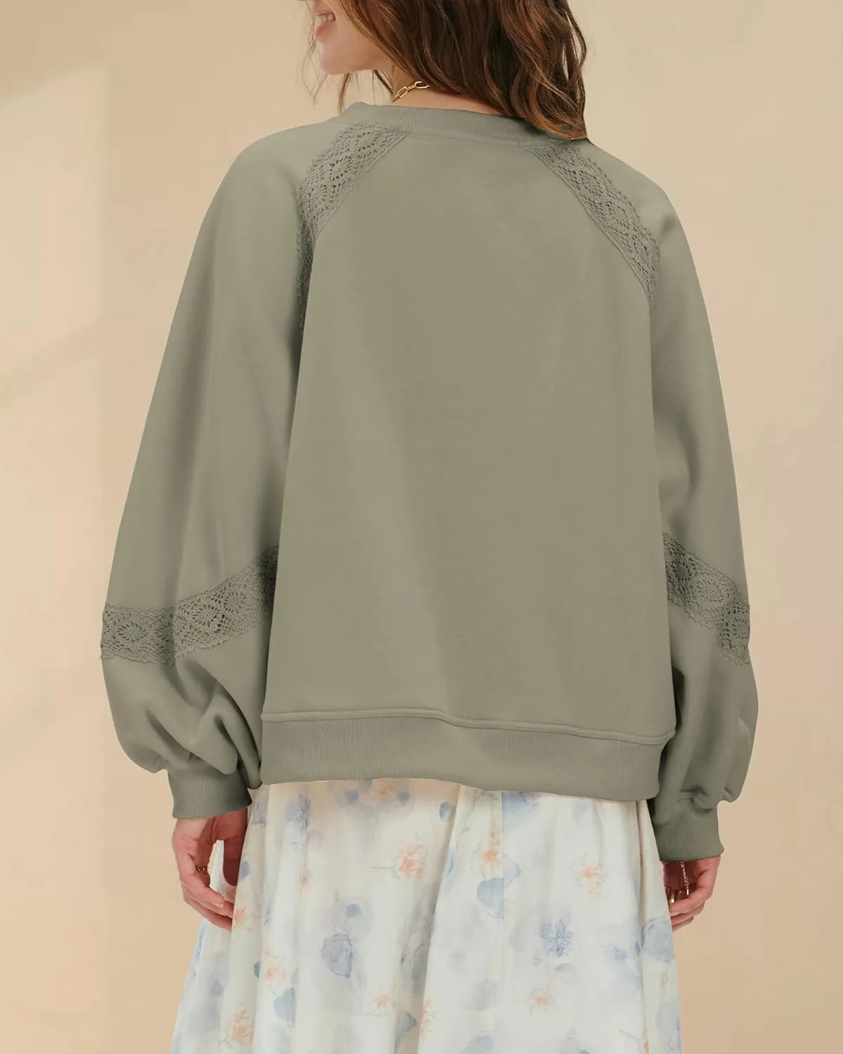Gacaky Sweatshirt for Women Oversized Fleece Embroidered Crochet Hoodies Cropped Pullover Tops Comfy Fall Outfits Clothes
