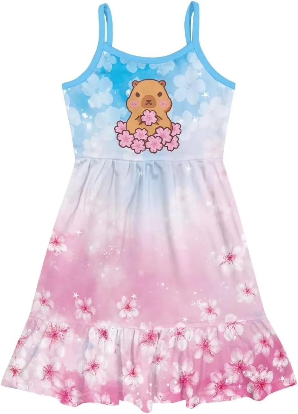 Girls Summer Dress 3-14 Y Kids Casual Spaghetti Strap Tiered Midi Dresses Cute Twirly Skater Party Sundress