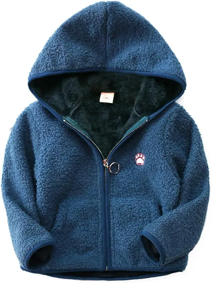 Happy Cherry Girls Polar Fleece Vest Reversible Cartoon Zipper Hooded Waistcoat