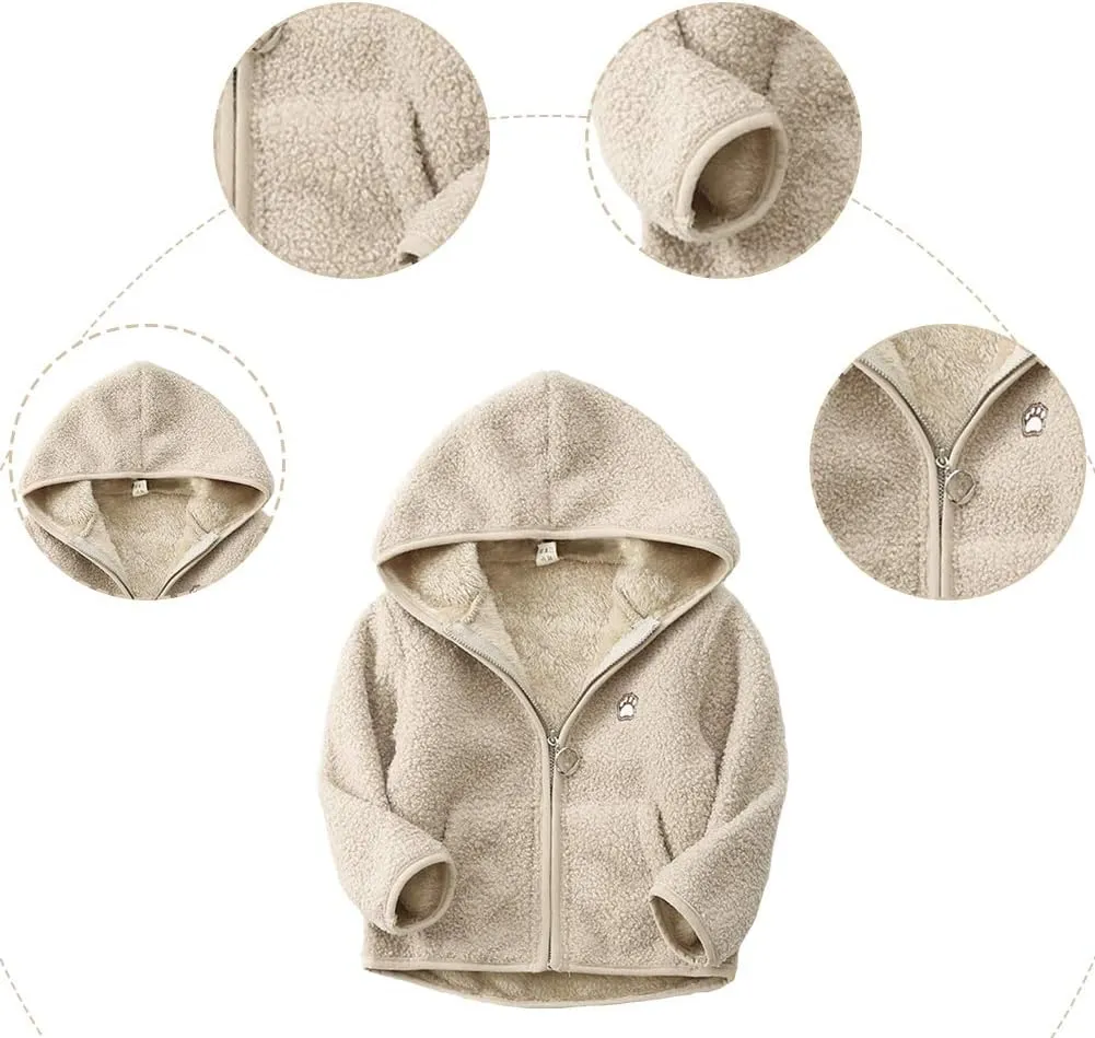 Happy Cherry Girls Polar Fleece Vest Reversible Cartoon Zipper Hooded Waistcoat