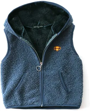Happy Cherry Girls Polar Fleece Vest Reversible Cartoon Zipper Hooded Waistcoat