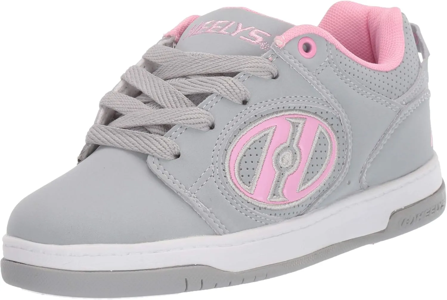 HEELYS Girl's Voyager Tennis Shoe, Grey/Light Pink, 6 Big Kid