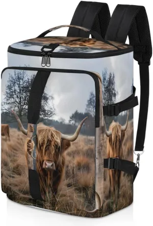 Highland Cow Animal Travel Backpack Carry On Flight Approved for Men Women, Lightweight Large Luggage Weekender Casual Daypack Backpacks for Traveling Airplane