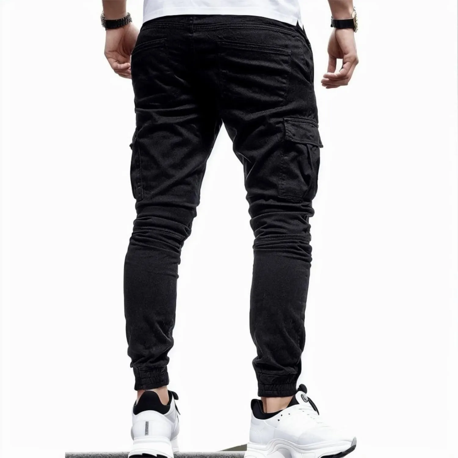 Joggers for Men Drawstring Elastic Waist Plaid Casual Pants 2023 Fall Winter Stretch Slim Fit Chinos Sweatpants with Pockets